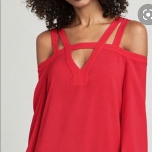 Bcbgmaxazaria Strappy cold shoulder shift dress
